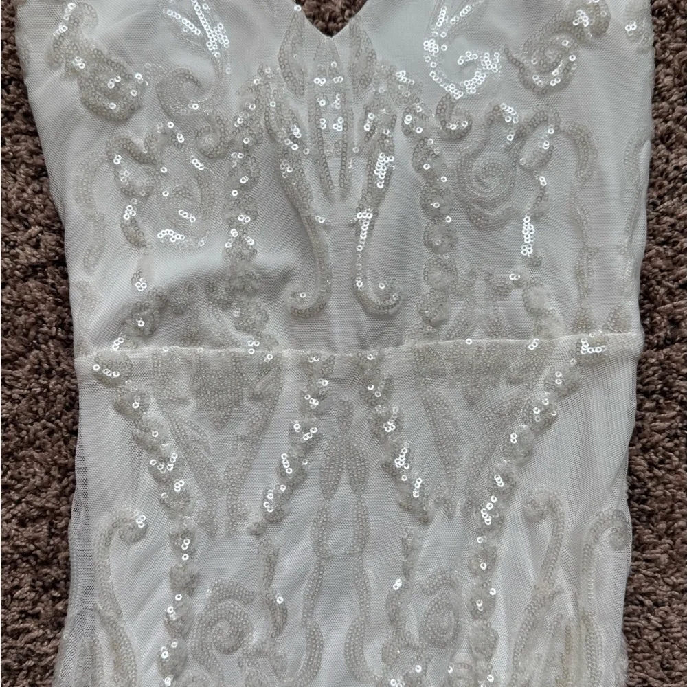 B Darlin Ivory Sequin Dress - Picture 1 of 4